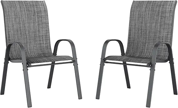 Patio Dining Set for 4, Outdoor Table and Chairs Set with Textured Glass Table, 4 Stackable Patio Chairs, Outdoor Furniture Set