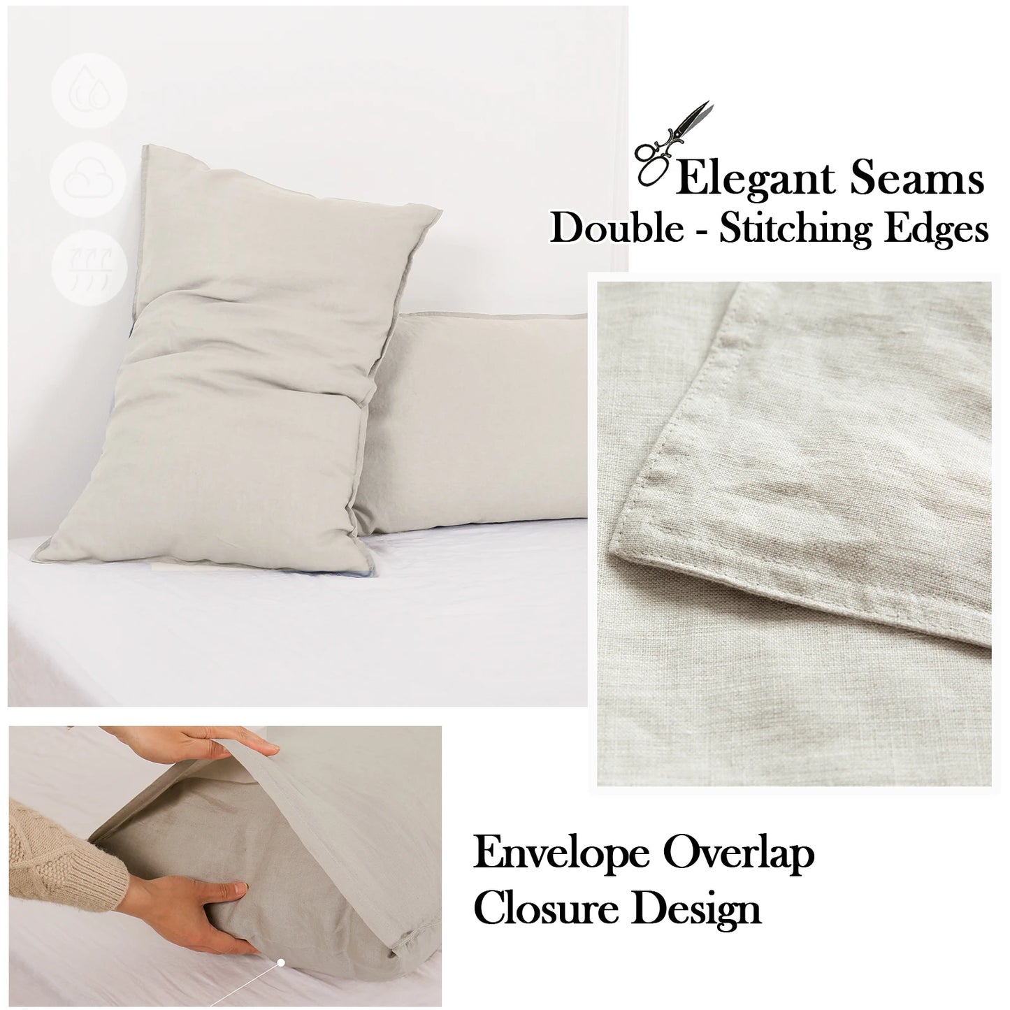 Simple&Opulence 3/4 Pcs 100% Bed Linen Sheet Set Basic Style Washed Natural French Flax Soft Breathable Comforter Sheets Sets