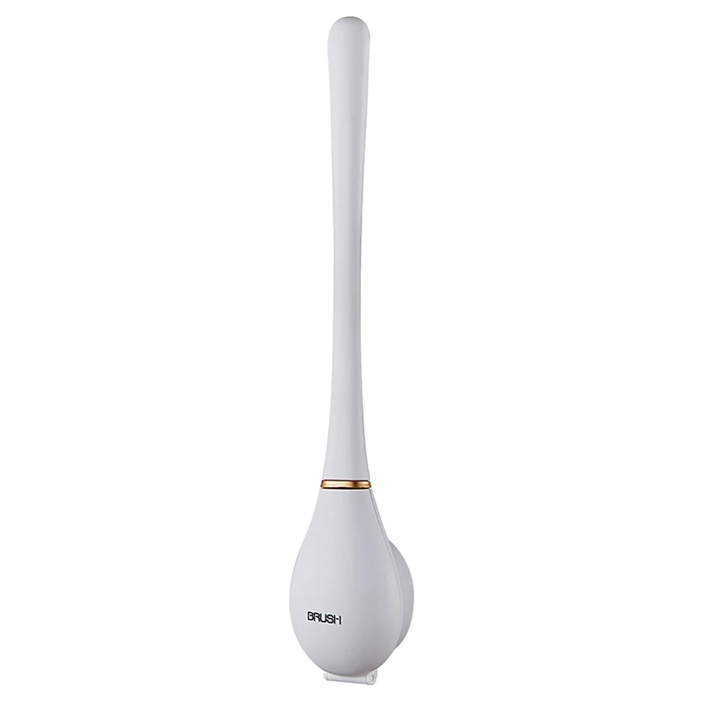 Modern Toilet Cleaning Brush&Holder Set Wall-Mounted Silicone Cleaning Brush Quick Drying Punchless for Home Bathroom