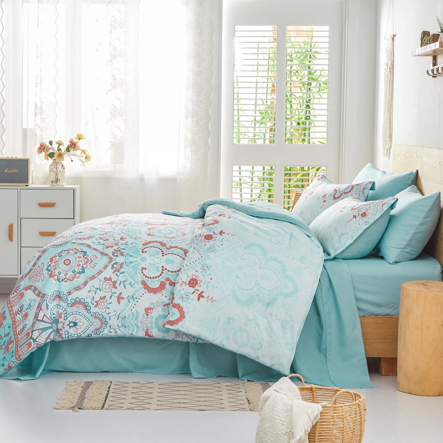 7-Pcs Bohemian print Comforter sets,