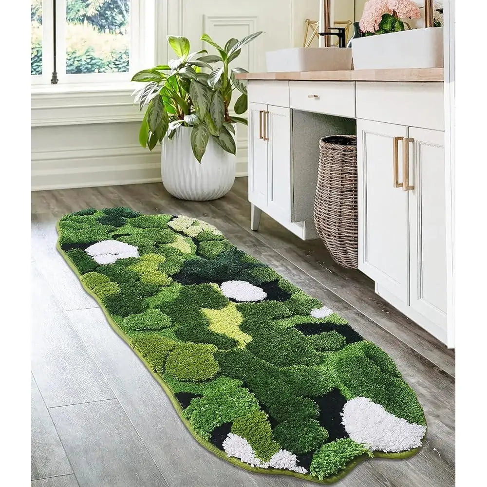Green Moss Bathroom Runner Rug