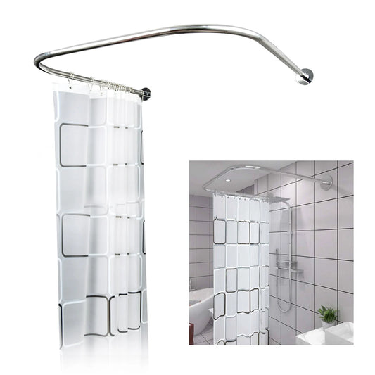 Stainless Curved Corner Shower Curtain Rod Set