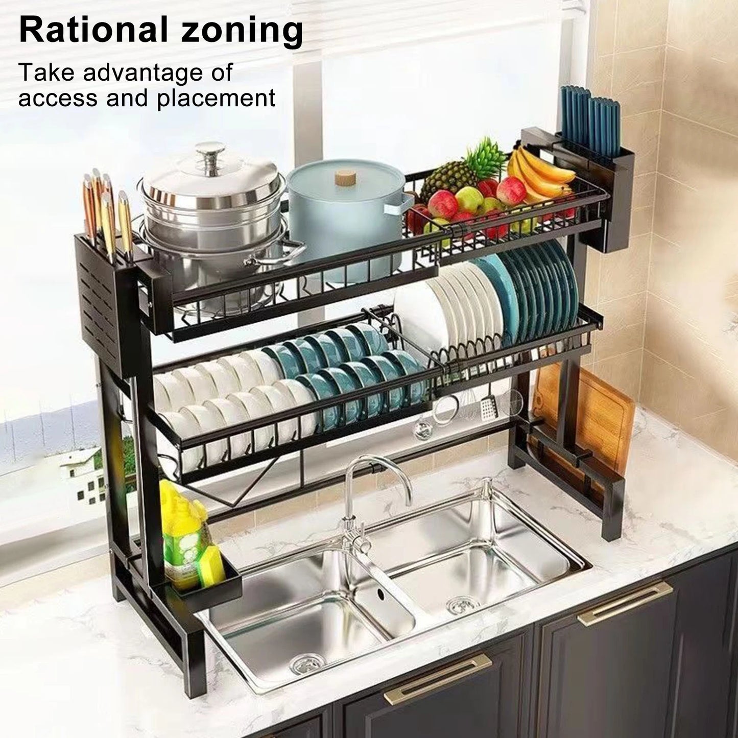 2 Tier Kitchen Storage Shelf Above Sink