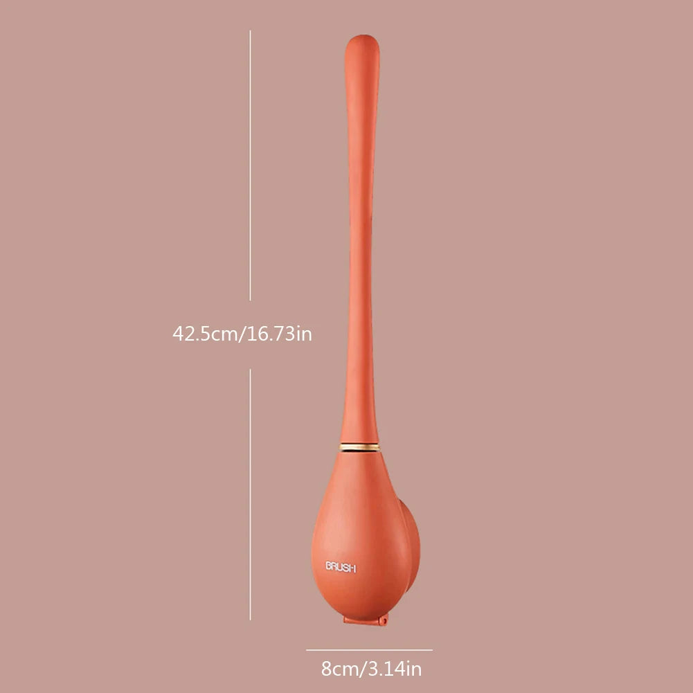 Modern Toilet Cleaning Brush&Holder Set Wall-Mounted Silicone Cleaning Brush Quick Drying Punchless for Home Bathroom