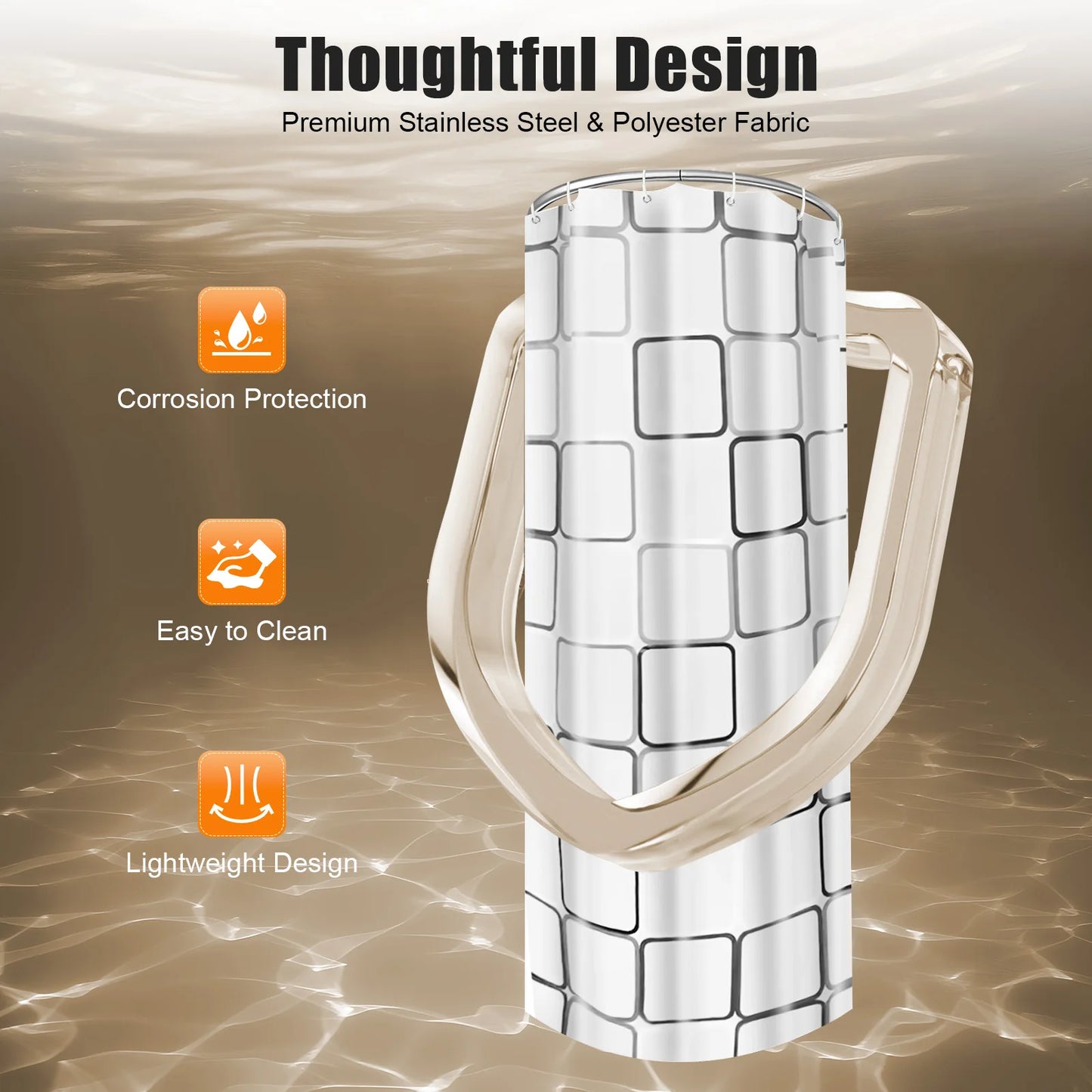 Stainless Curved Corner Shower Curtain Rod Set