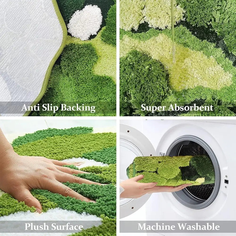 Green Moss Bathroom Runner Rug