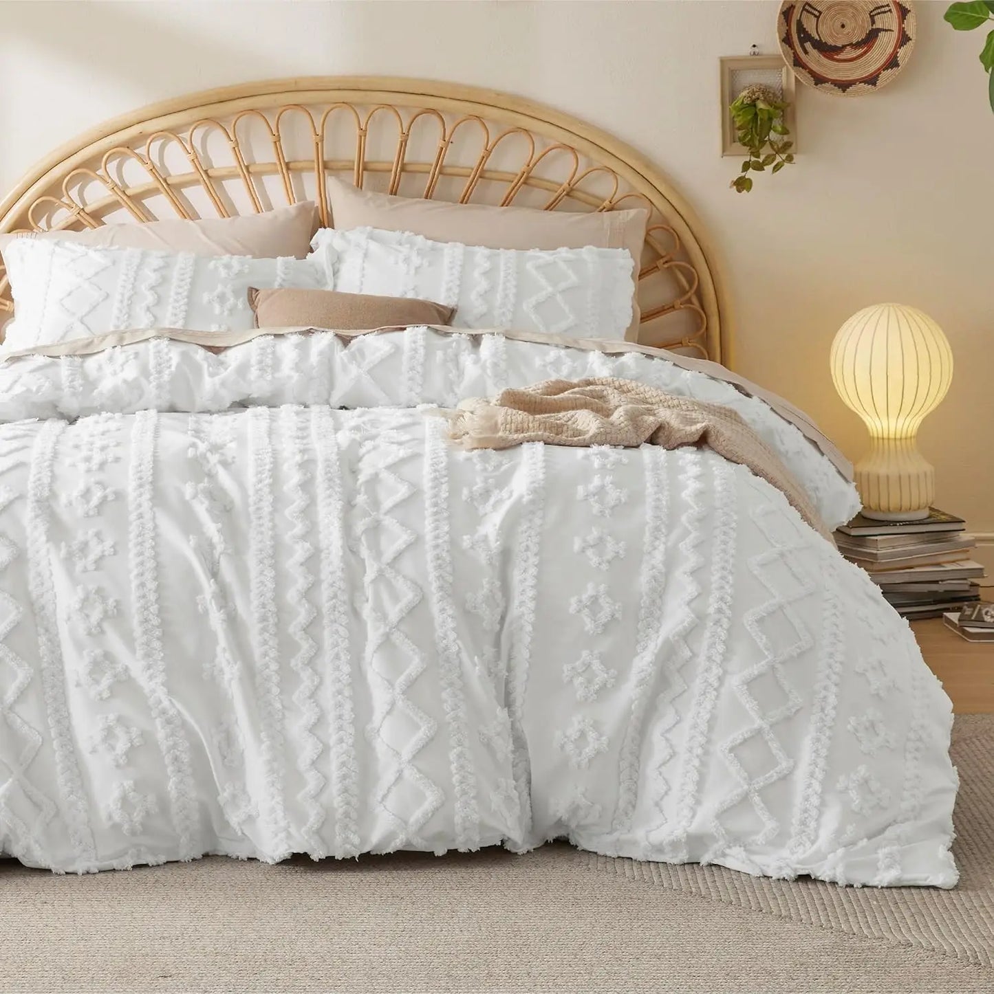 3 Pieces Soft Shabby Chic Embroidery Boho Bedding, Comforter Not Included 104" x 90", Duvet Cover