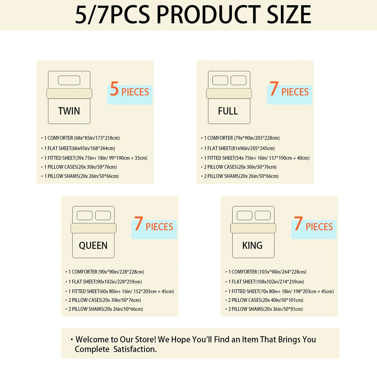 7-Pcs Solid Comforter sets, soft comfortable, Bedding Sets, room decor, all seasons, ideal gift, Queen/King